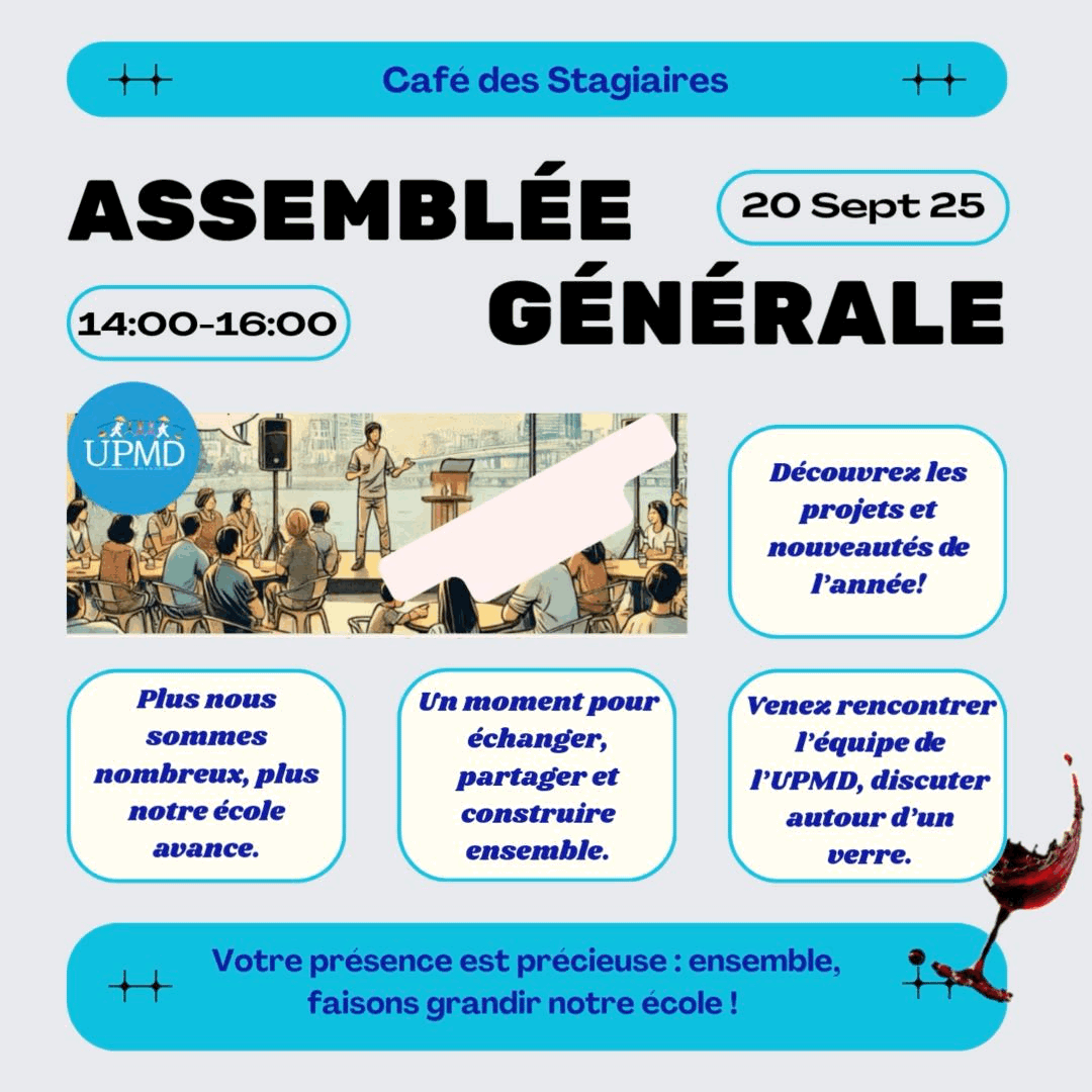 INVITATION ASSEMBLÉE GÉNÉRALE UPMD – « Rentrée des parents » – Samedi 20 Septembre 2025